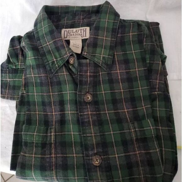 Duluth Trading Company Plaid Button Down Mens SZ L Green - Picture 3 of 11